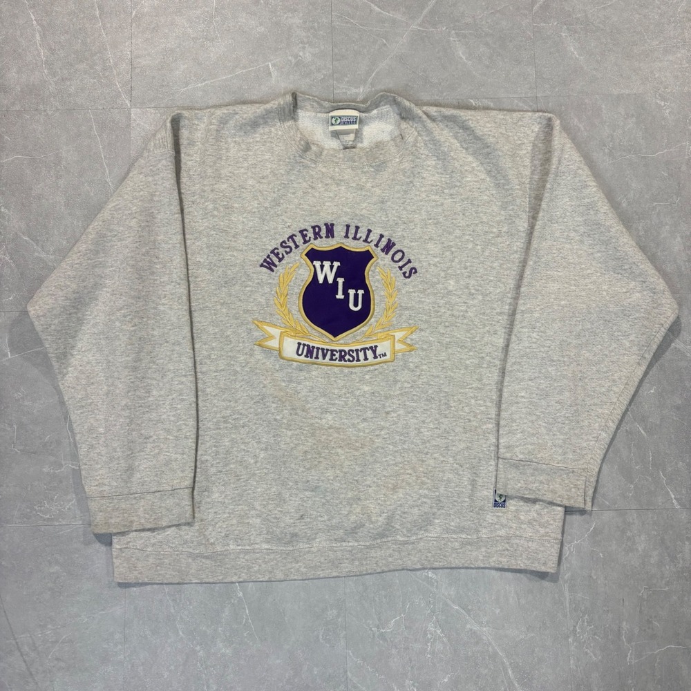 Vintage Discus Athletic Western Illinois University WIU Sweatshirt Gray 2XL USA